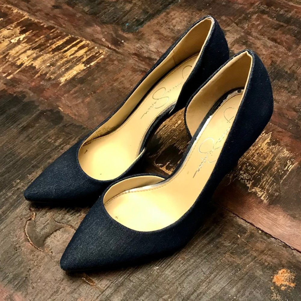 Jessica Simpson Navy Priza Half d'Orsay Pumps